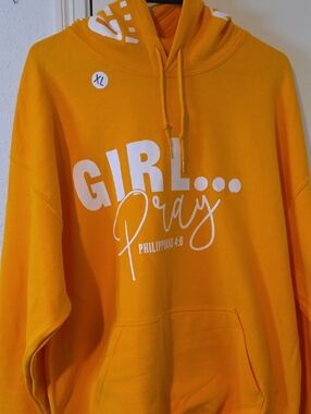 Yellow "Girl Pray" Graphic Hoodie